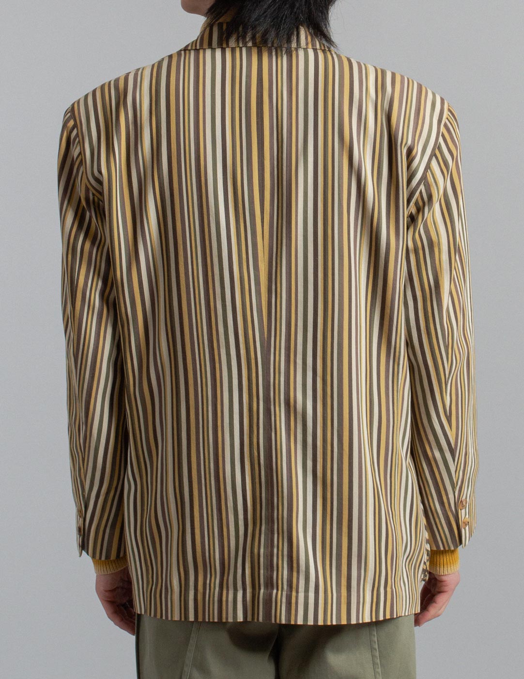 Issey Miyake vintage striped cotton blazer back detail