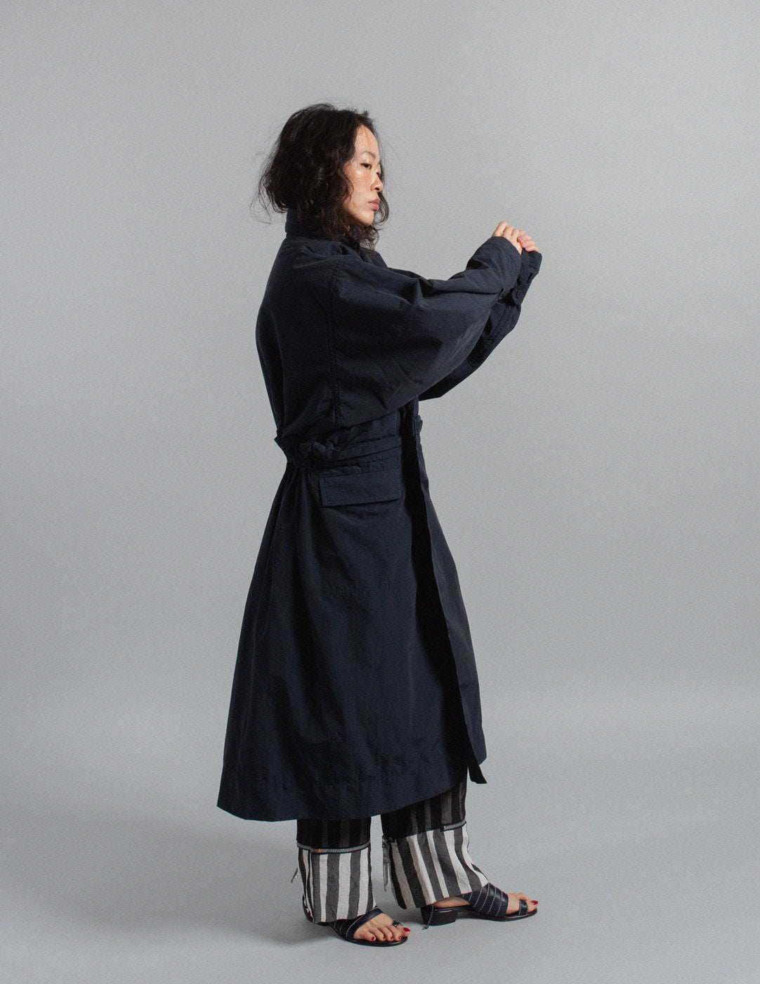 Plantation vintage navy quilted wrap coat