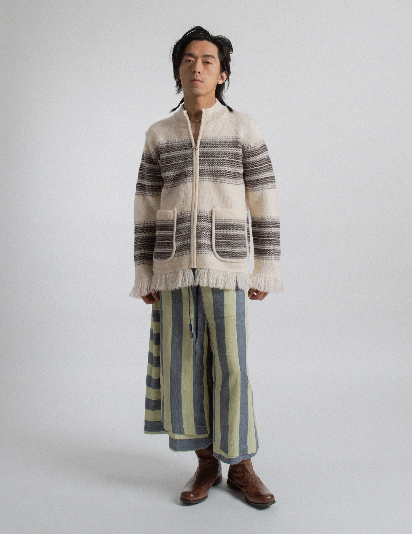 Kapital striped linen wide-leg trousers