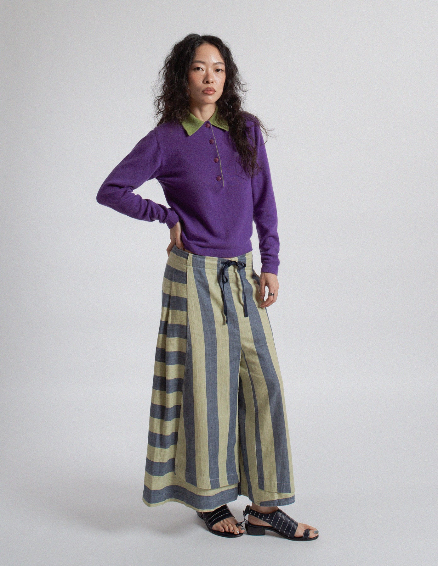 Kapital striped linen wide-leg trousers