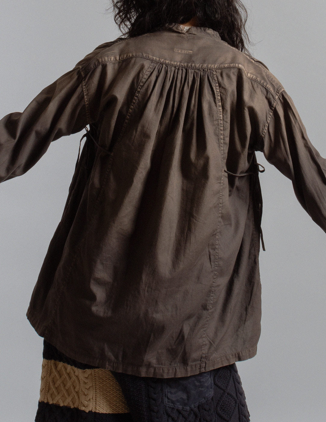 black wash gathered smock shirt