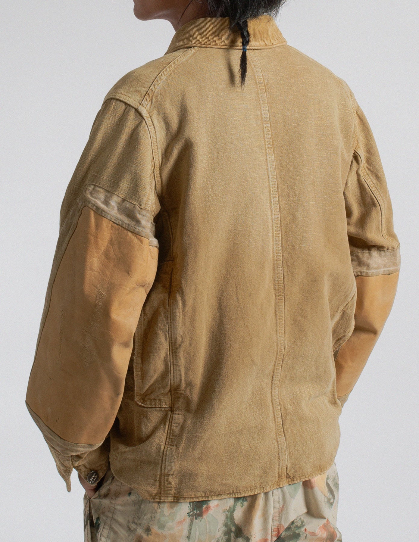 Kapital distressed canvas utility jacket back detail