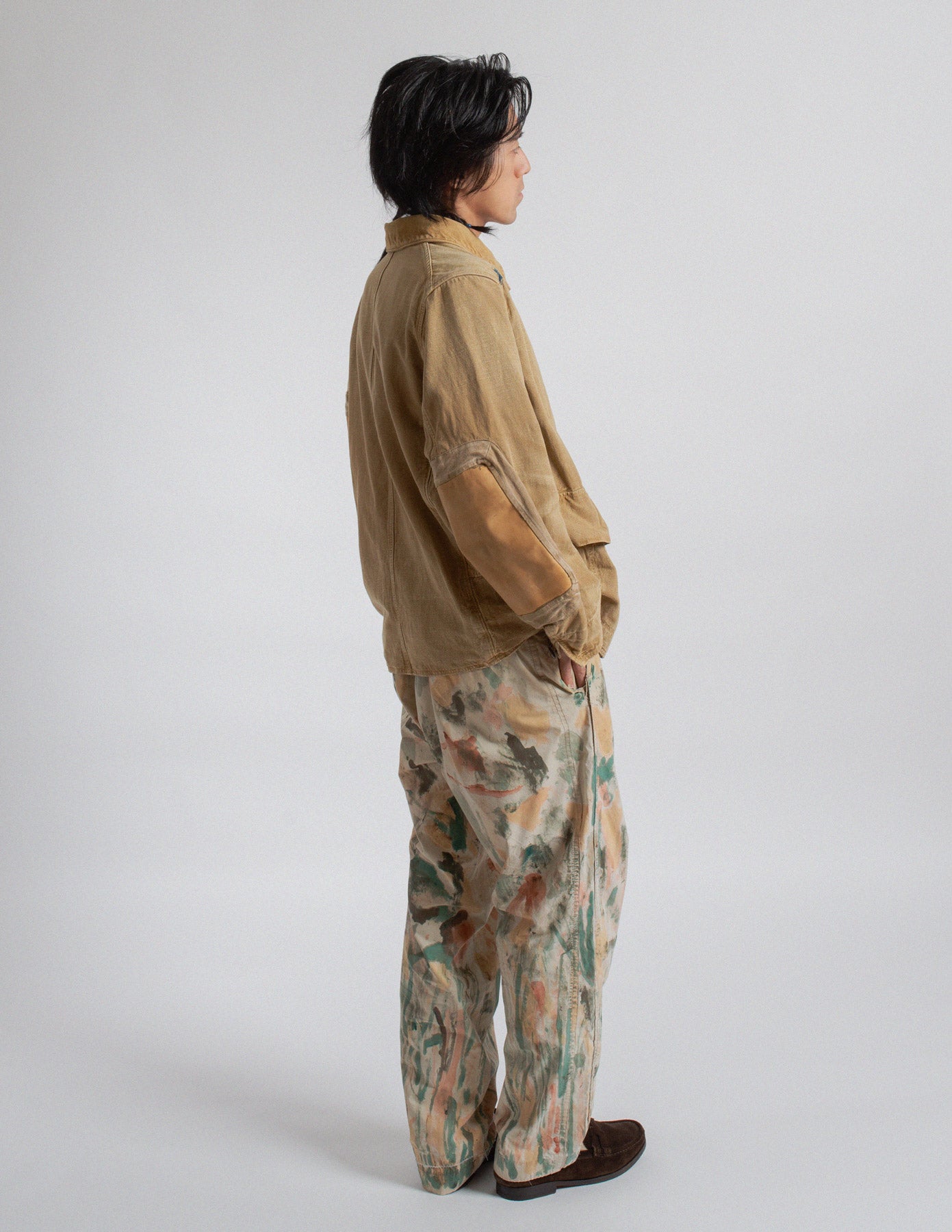 Kapital distressed canvas utility jacket side view