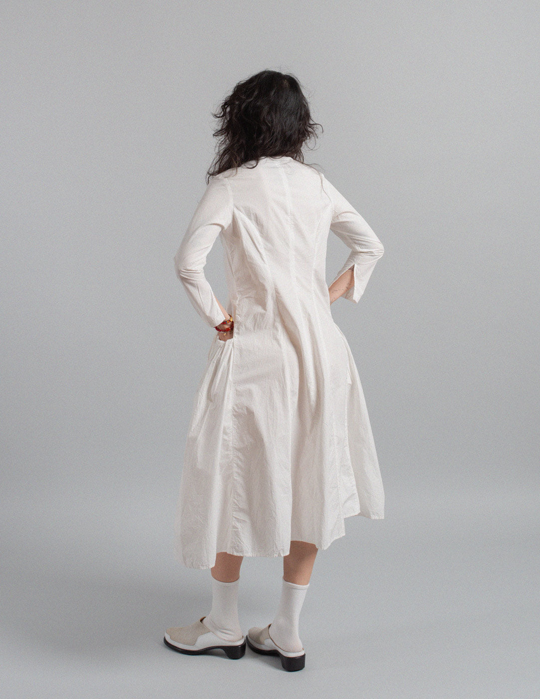 Kapital white cotton linen dress back view