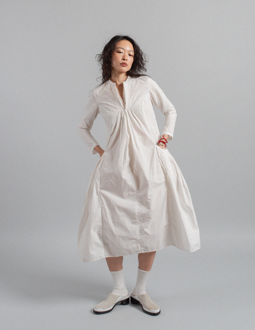 Kapital white cotton linen dress