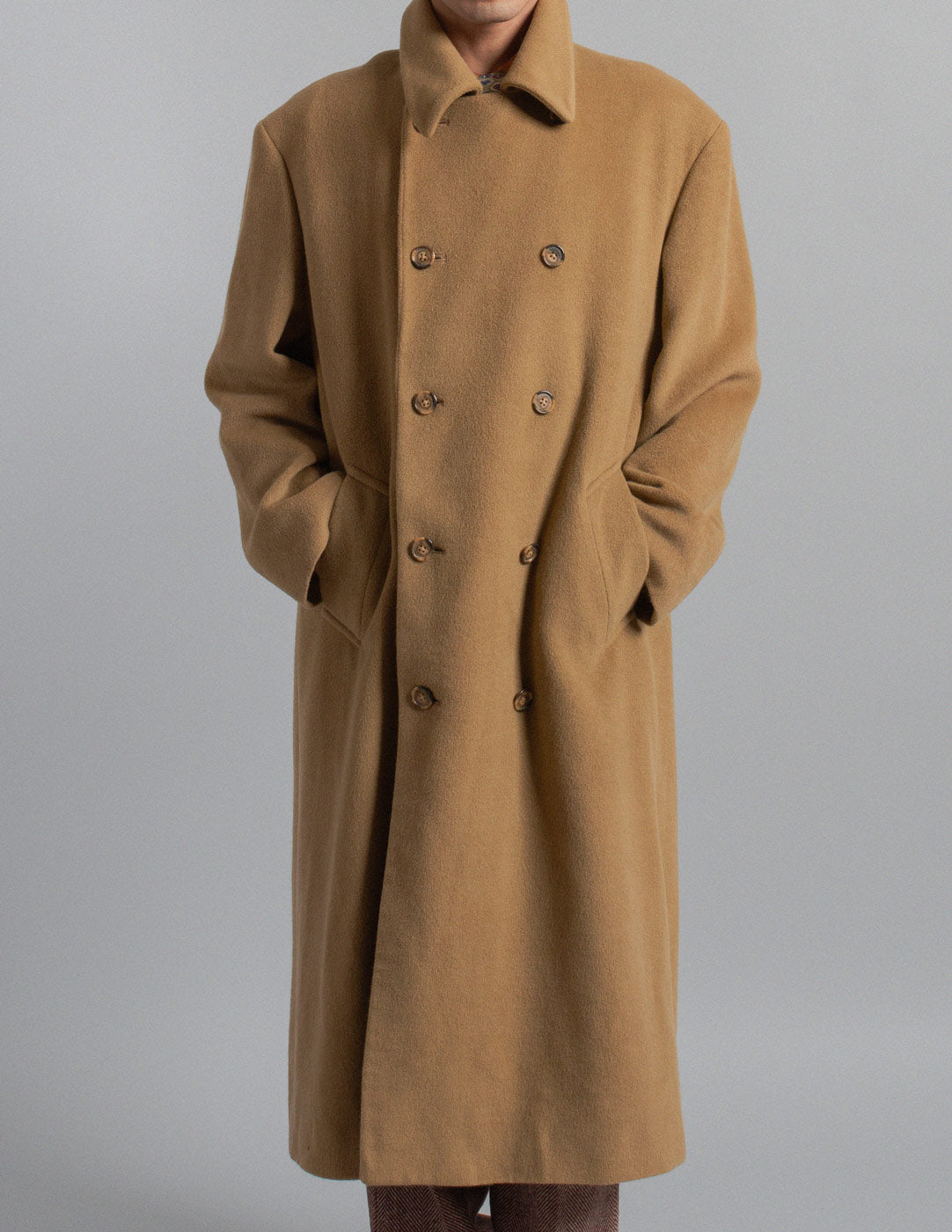 Krizia vintage camel wool coat detail