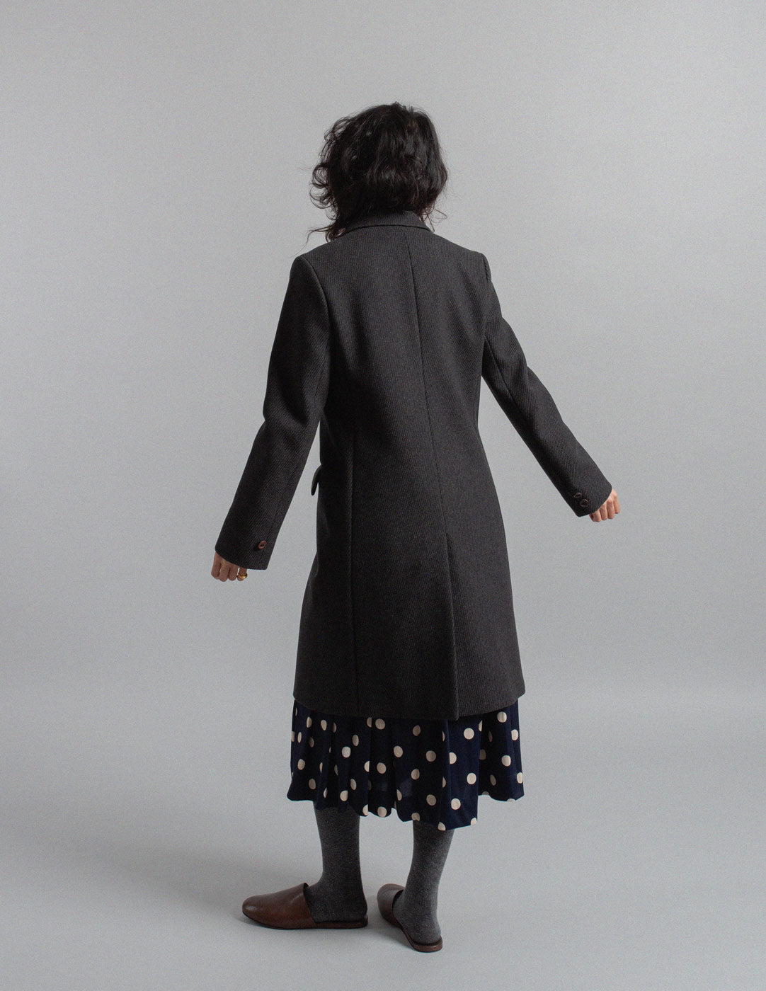Miu Miu vintage charcoal gray tailored wool coat back view