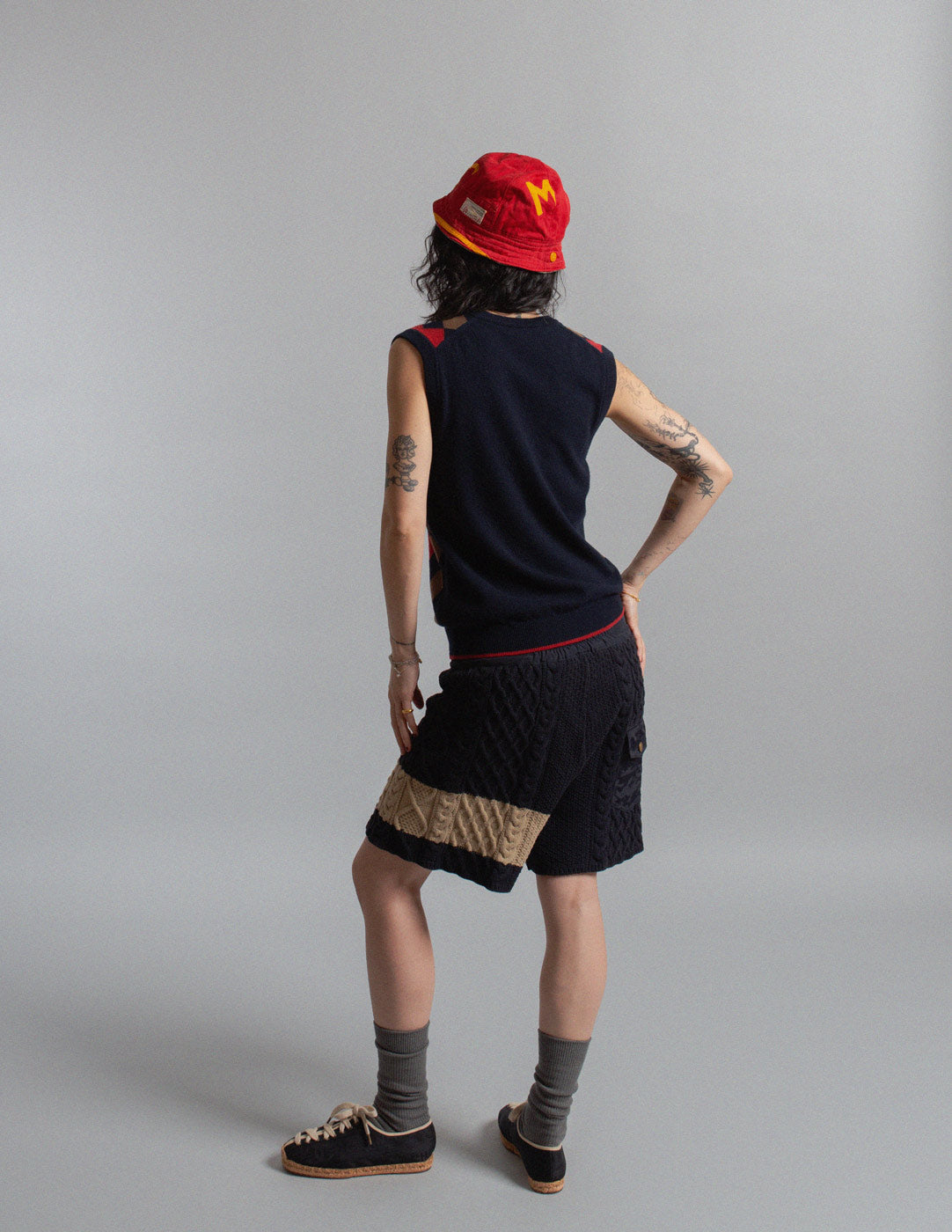 Prada argyle wool and cashmere knit vest back view