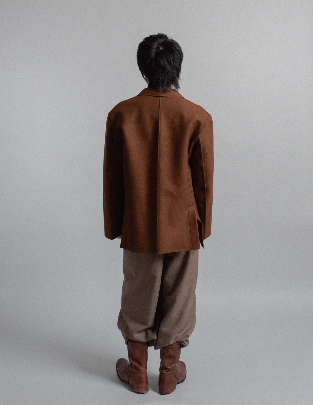 Romeo Gigli vintage brown brushed wool blazer back view