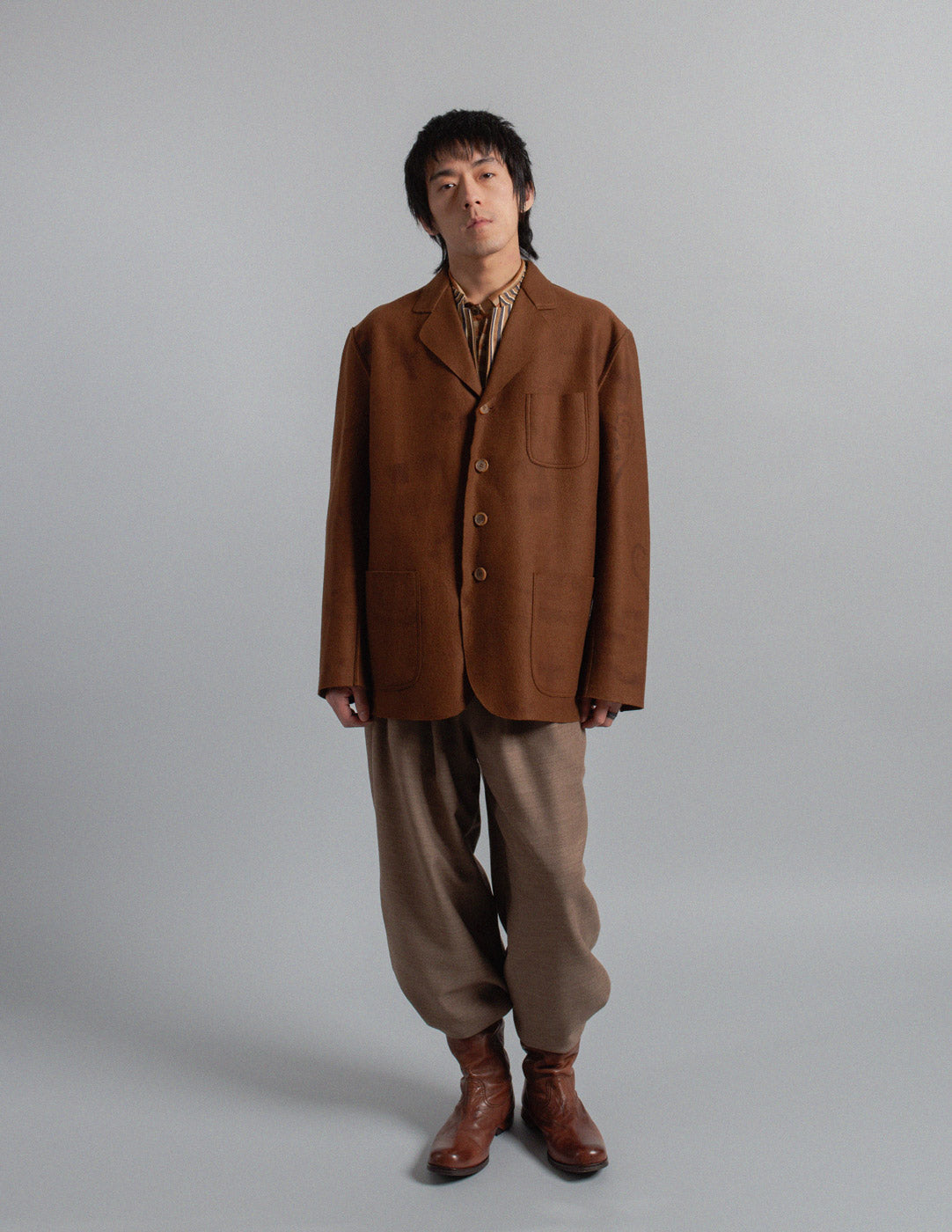 Romeo Gigli vintage brown brushed wool blazer