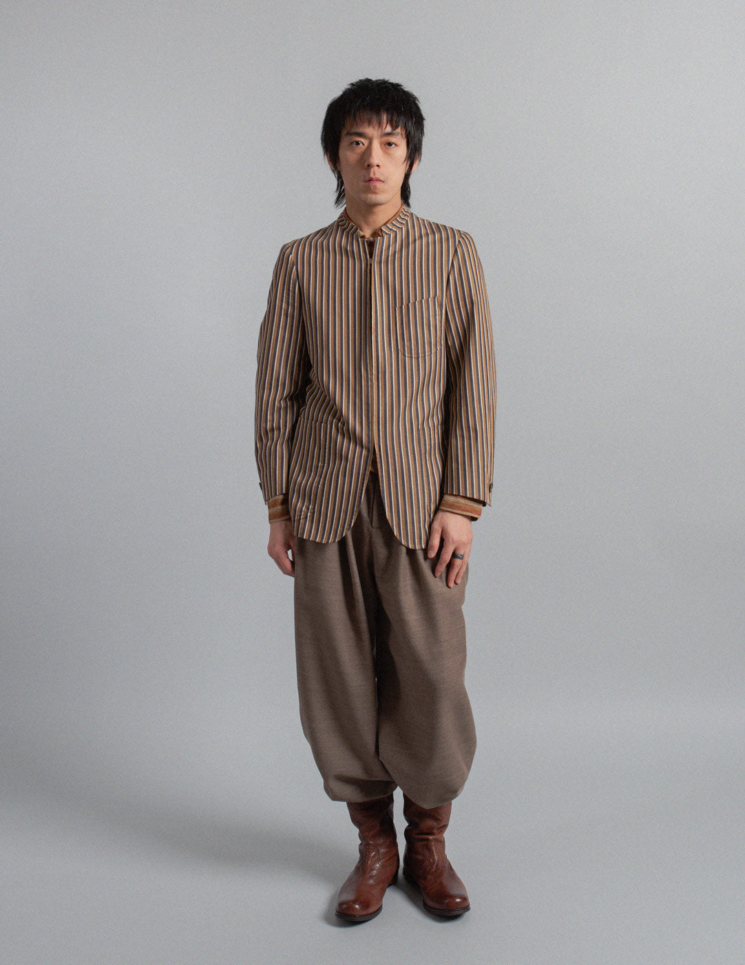 Romeo Gigli vintage striped zip jacket with Mandarin collar