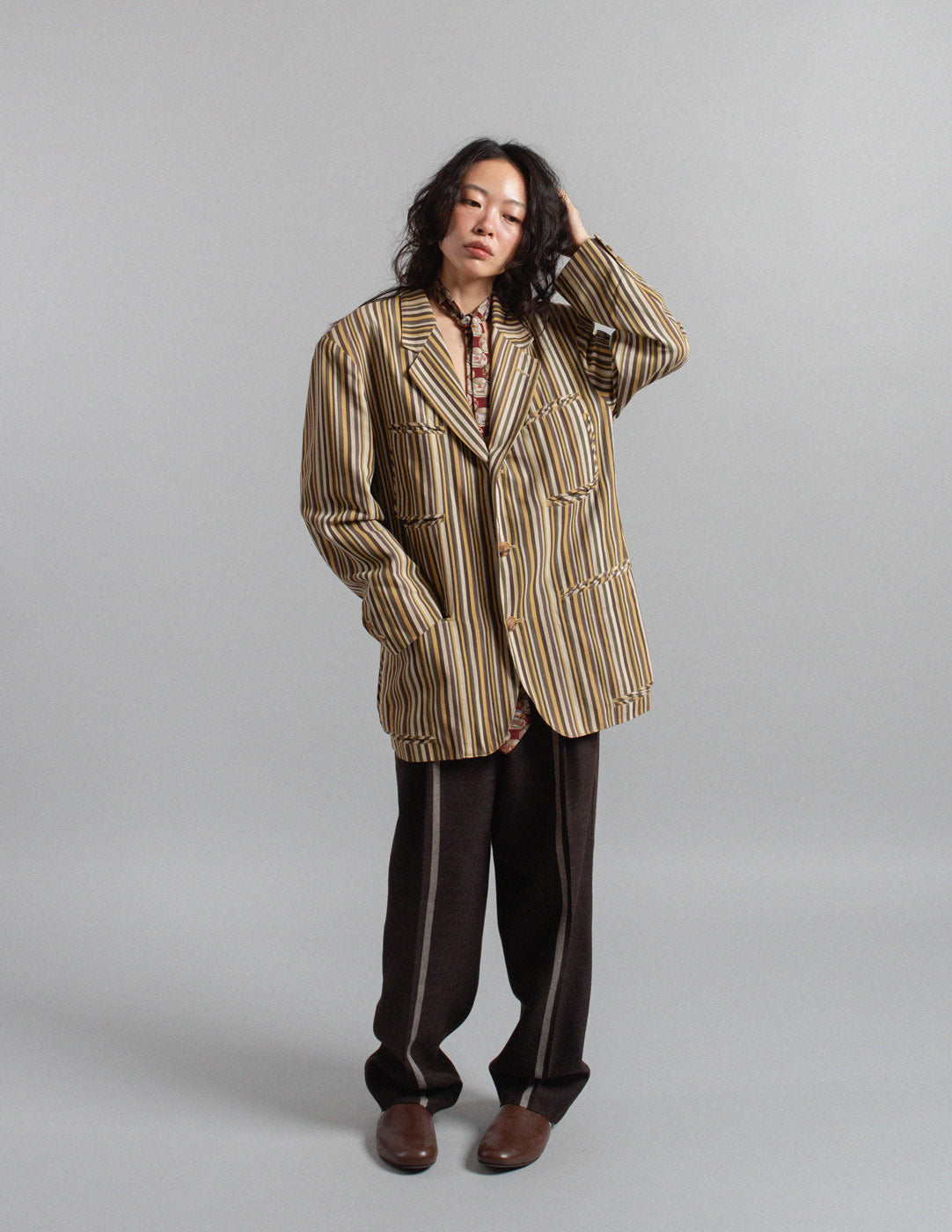 Issey Miyake vintage striped cotton blazer