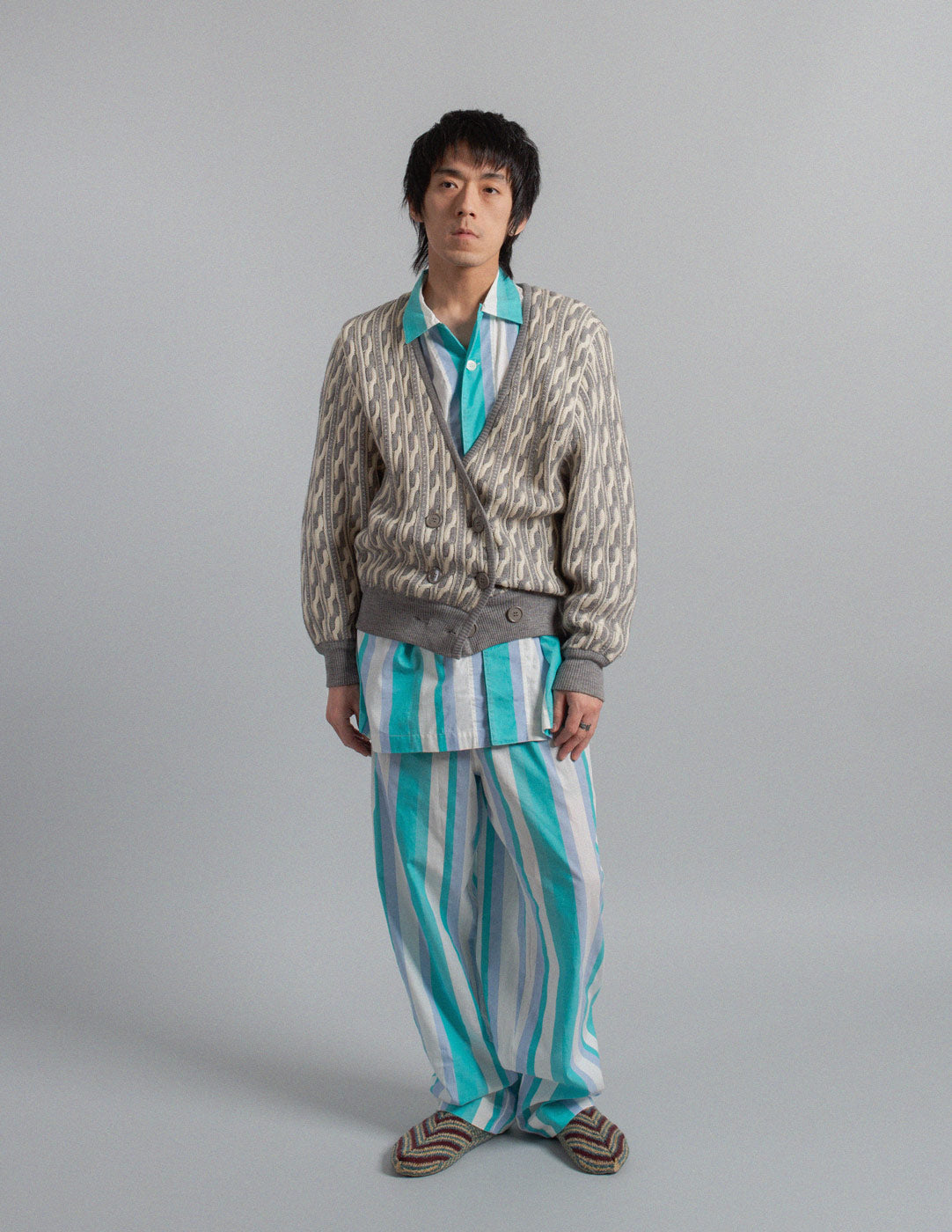 Valentino vintage textured cable knit double-breasted cardigan