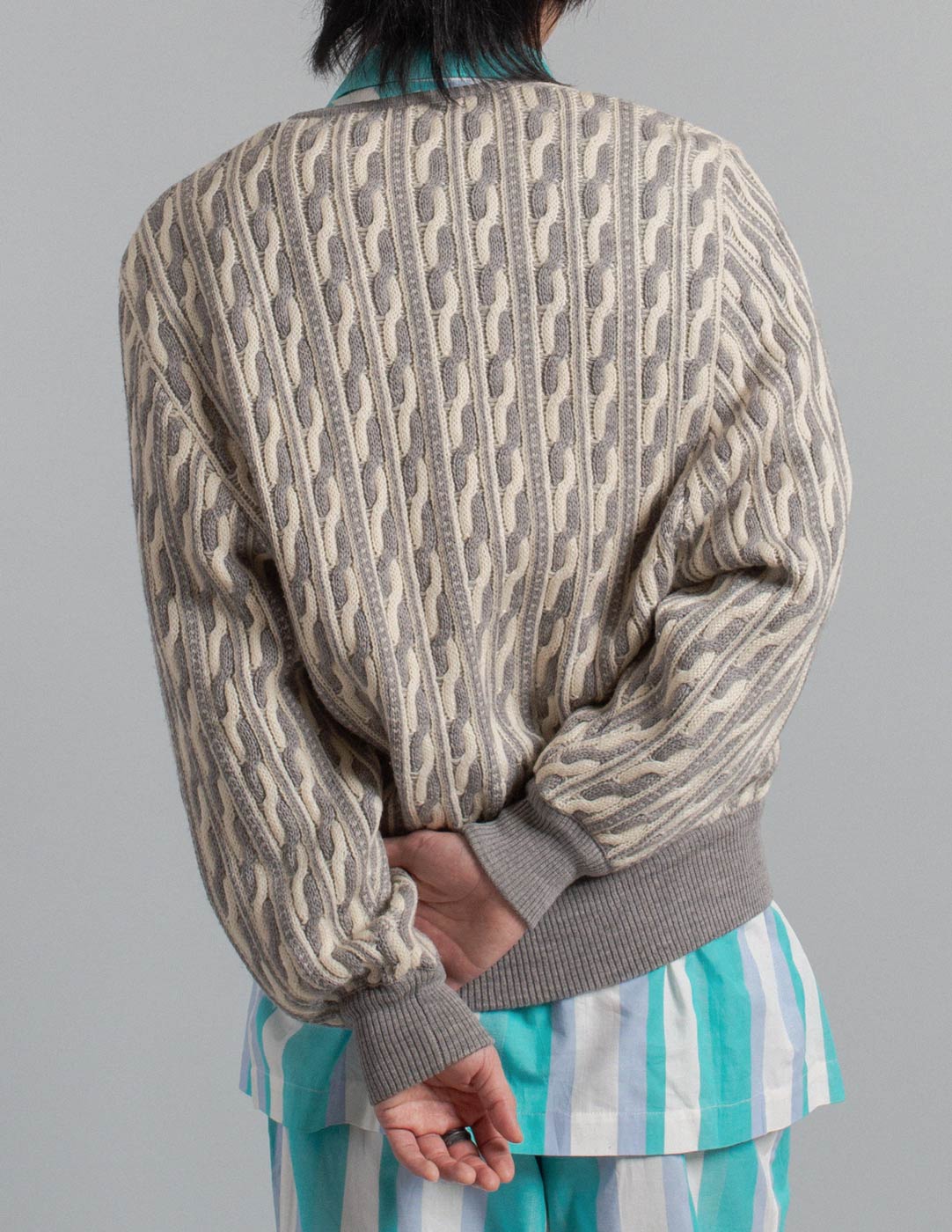 Valentino vintage textured cable knit double-breasted cardigan back detail