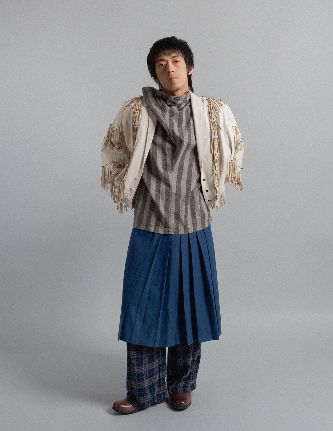 Workroom 70s by Gene Stranquist vintage artisanal beaded fringe leather jacket