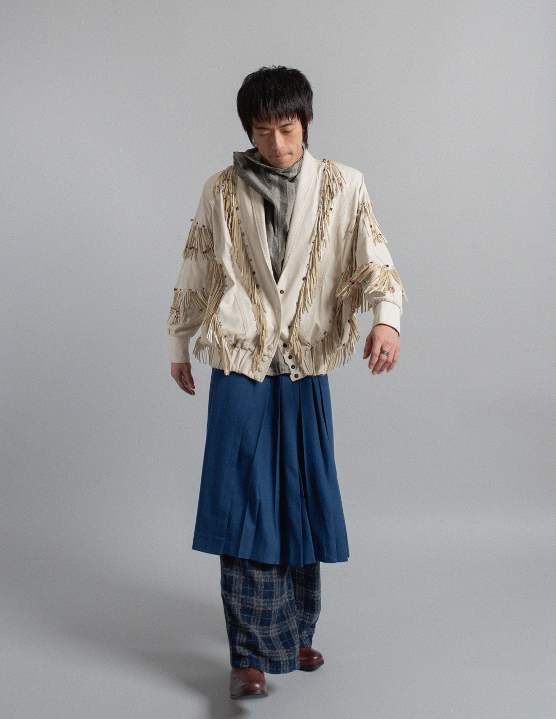 Workroom 70s by Gene Stranquist vintage artisanal beaded fringe leather jacket