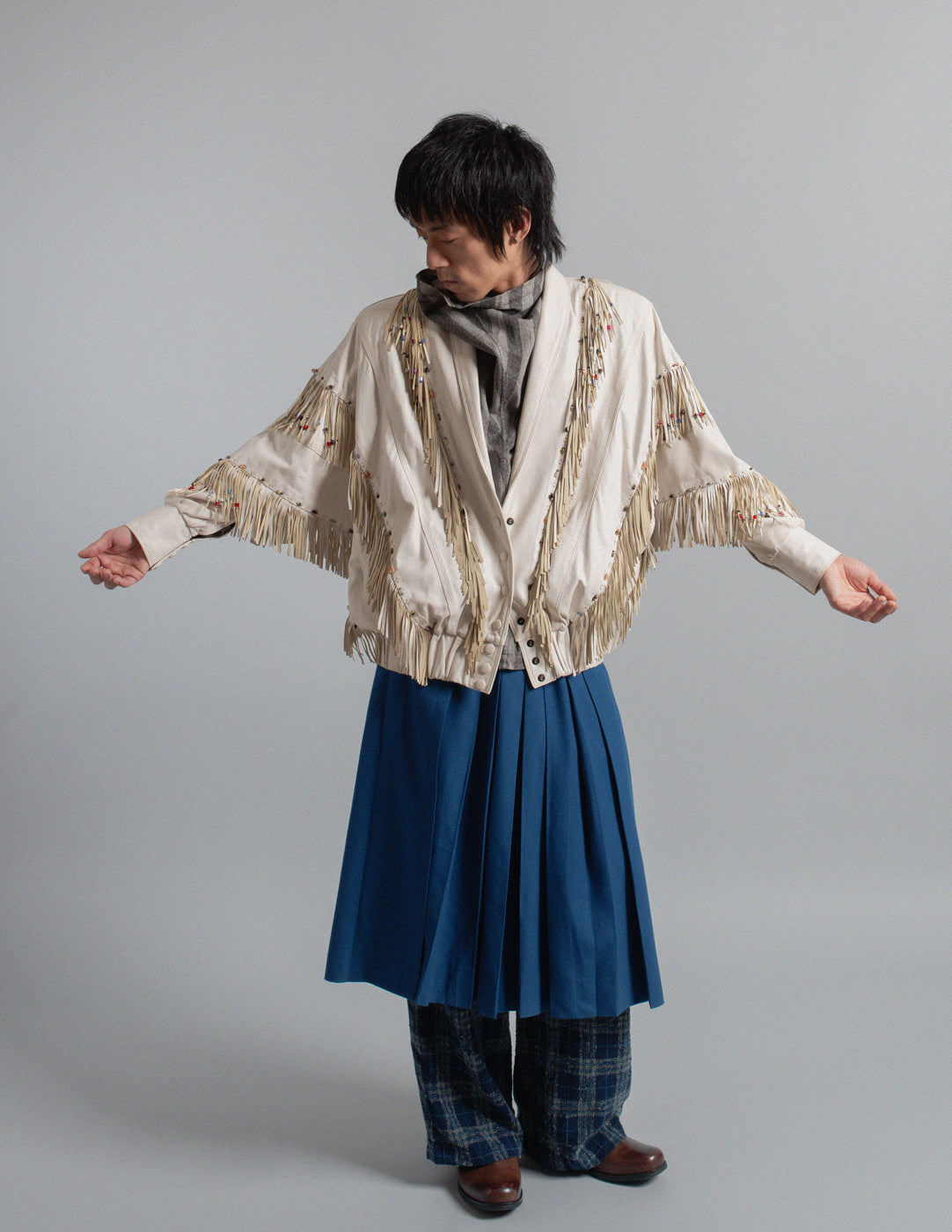 Workroom 70s by Gene Stranquist vintage artisanal beaded fringe leather jacket