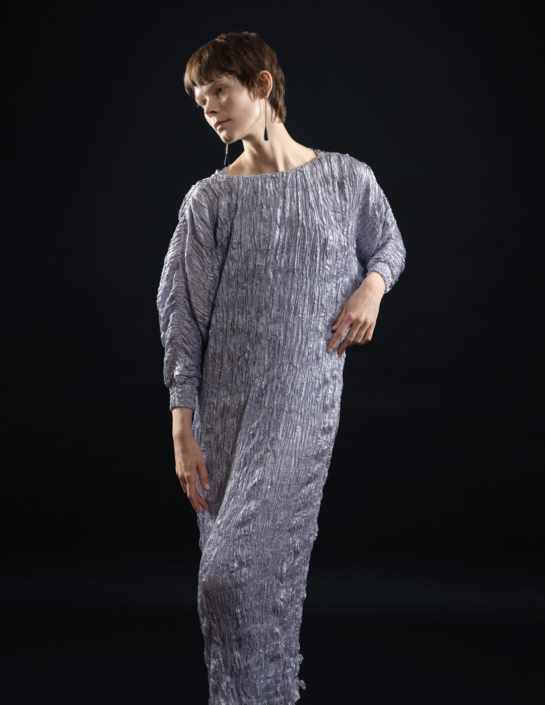 vintage iridescent lavender pleated gown