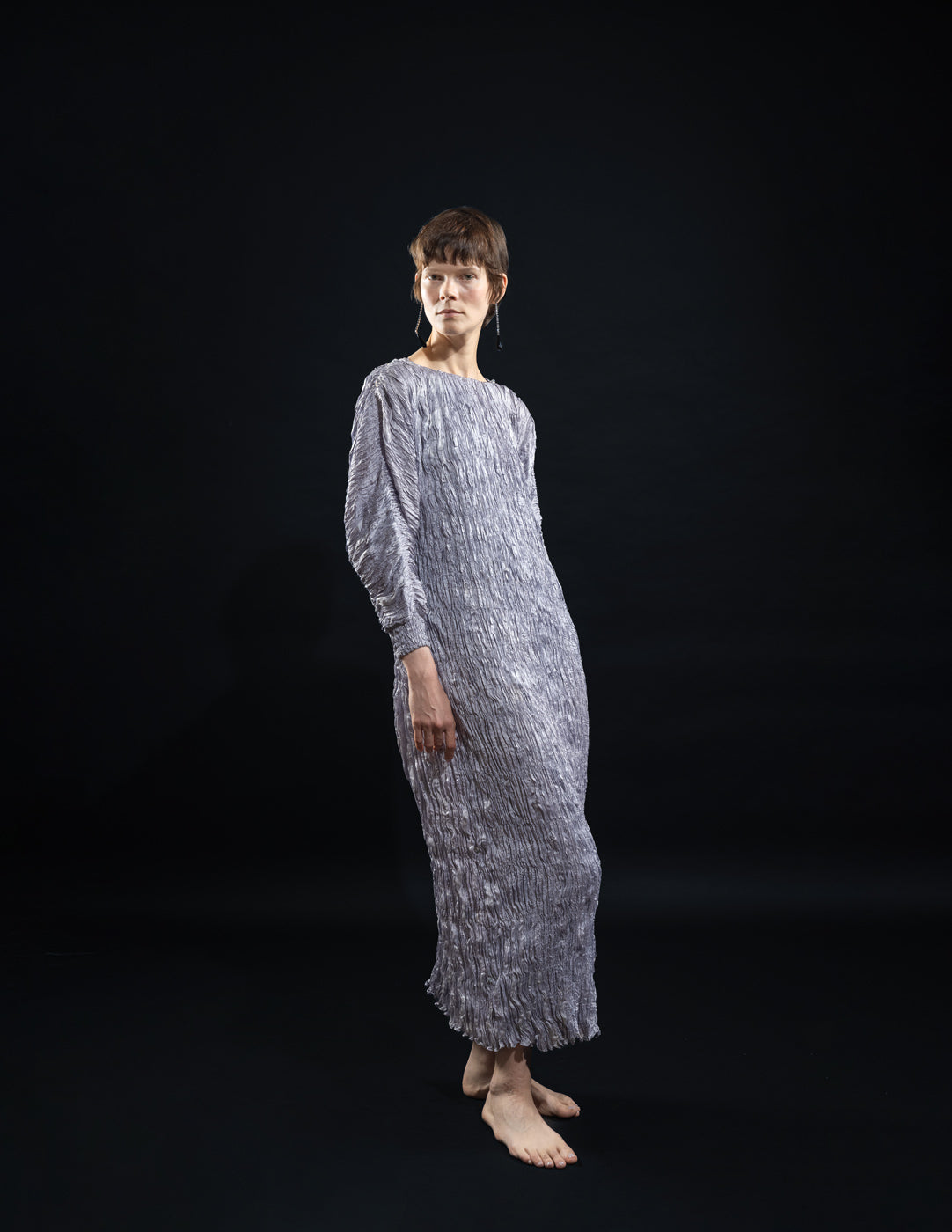 vintage iridescent lavender pleated gown