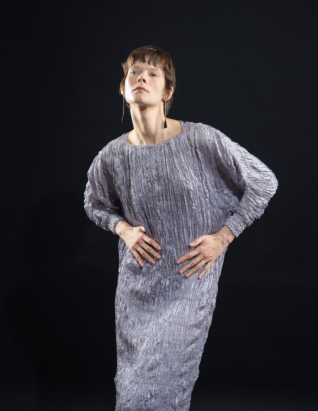 vintage iridescent lavender pleated gown