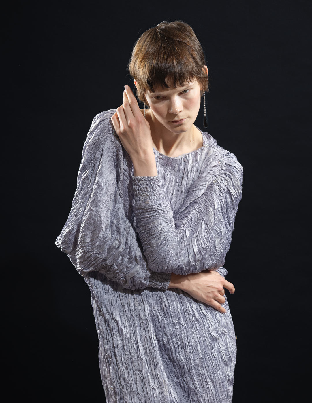 vintage iridescent lavender pleated gown