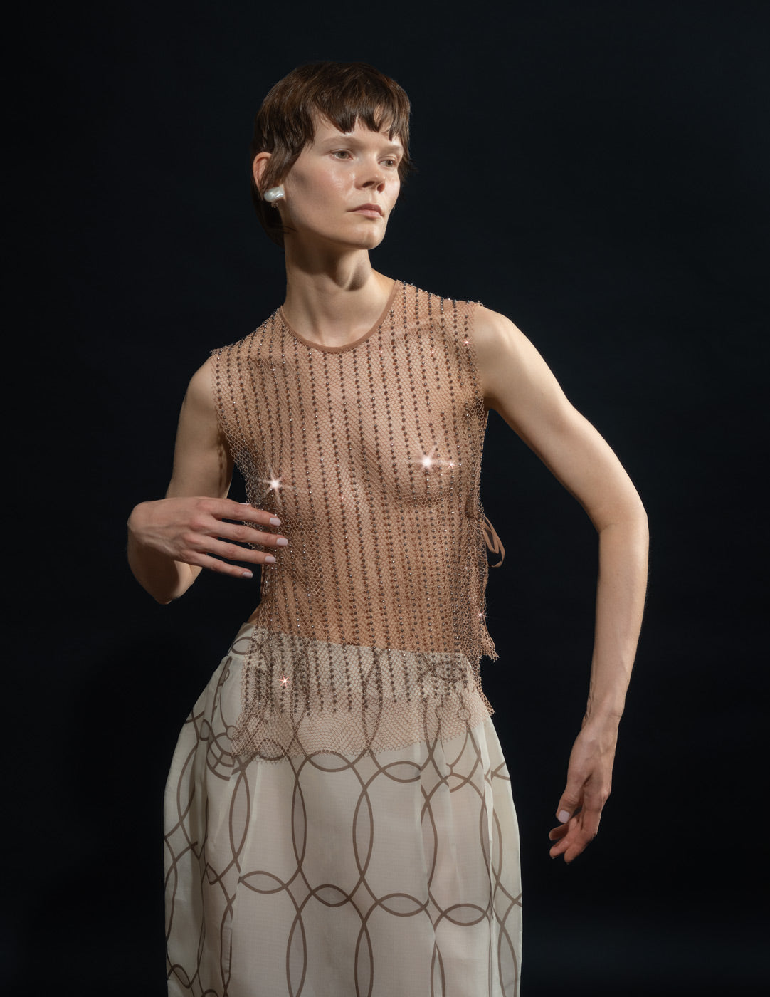Dries Van Noten beaded net top front detail