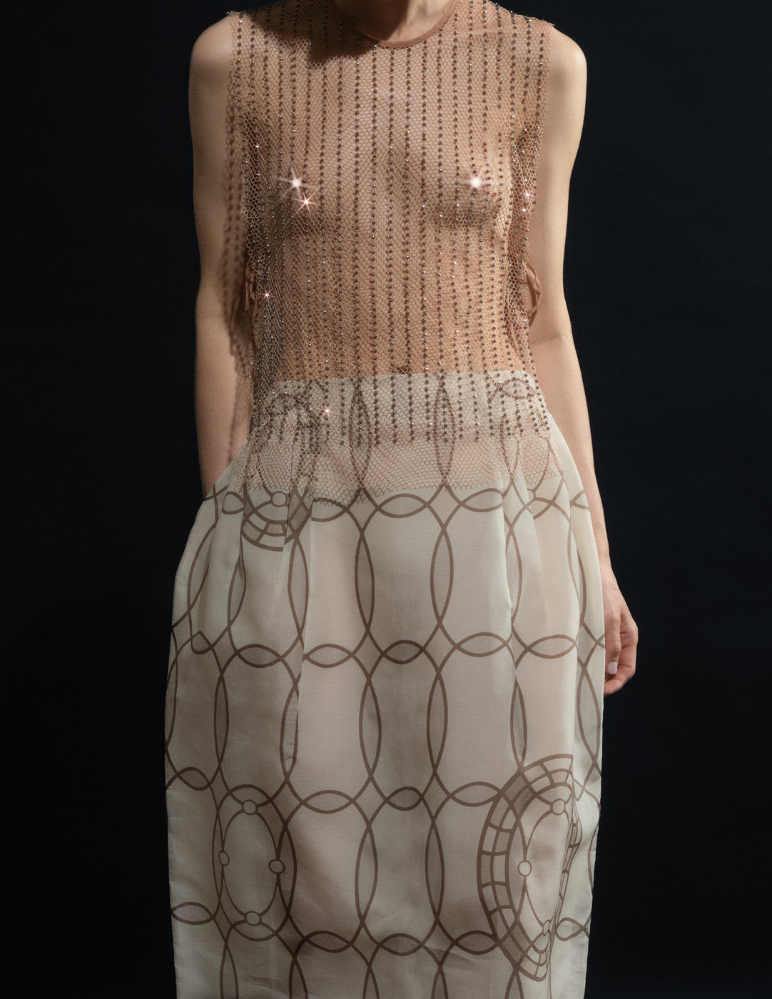 Dries Van Noten beaded net top front detail