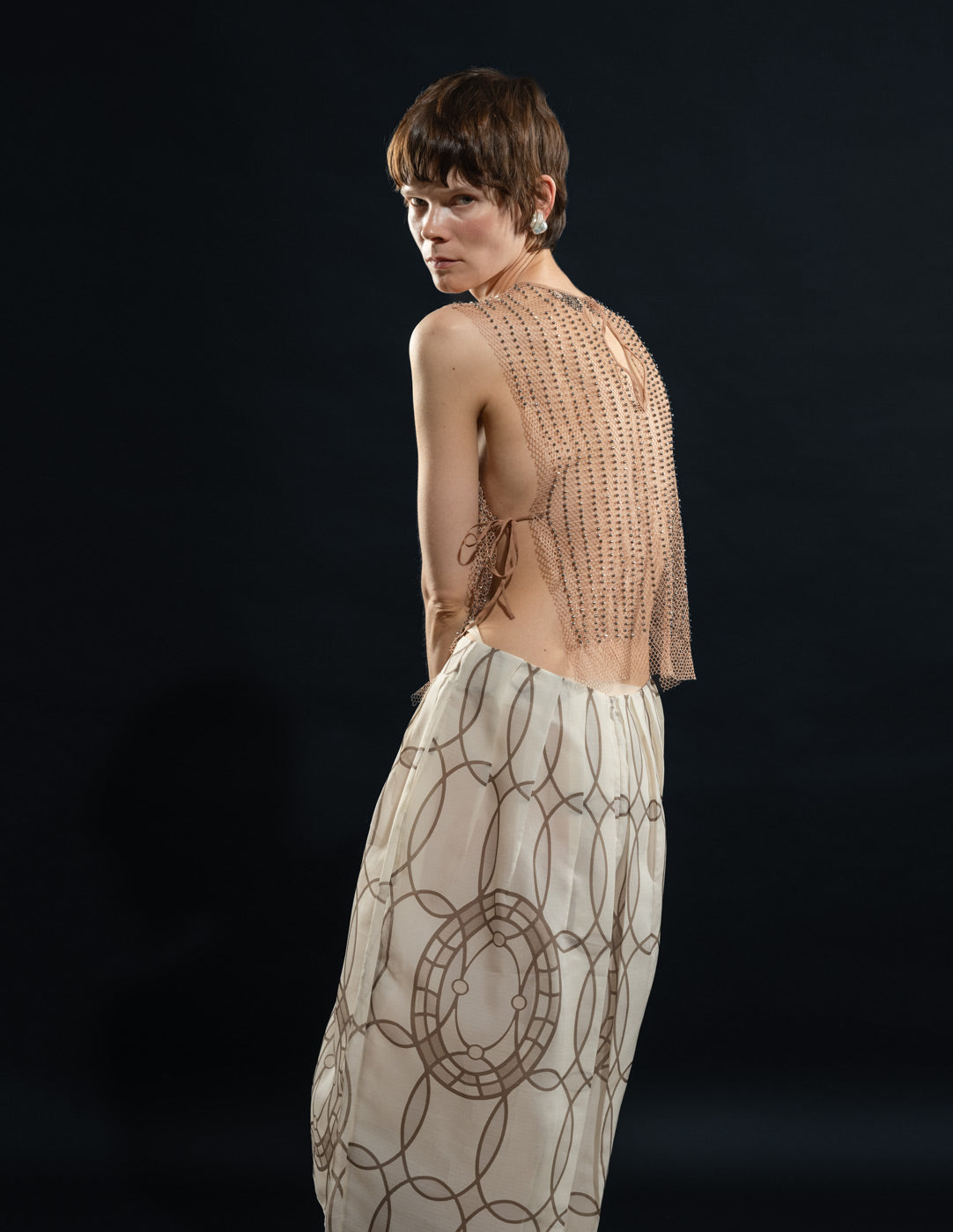 Dries Van Noten beaded net top side detail