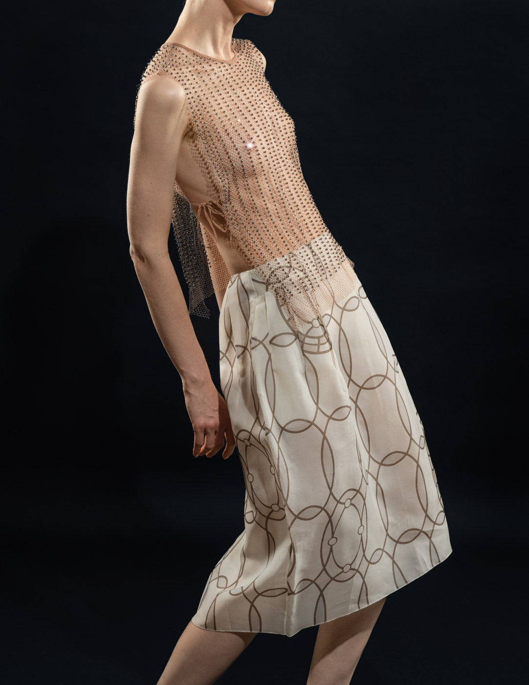 Dries Van Noten beaded net top side detail