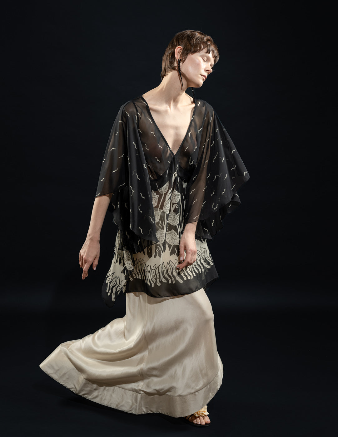 Zandra Rhodes vintage floral printed silk kaftan top