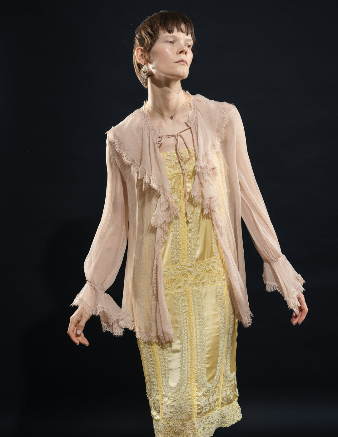 Blumarine dusty pink sheer silk blouse