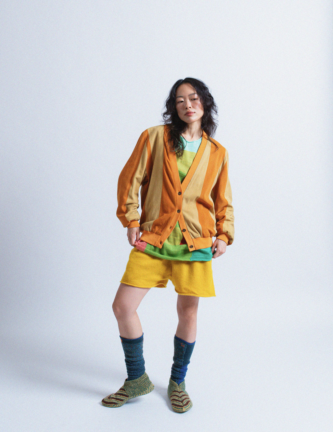 Hermès Sport vintage ochre and sand striped suede jacket