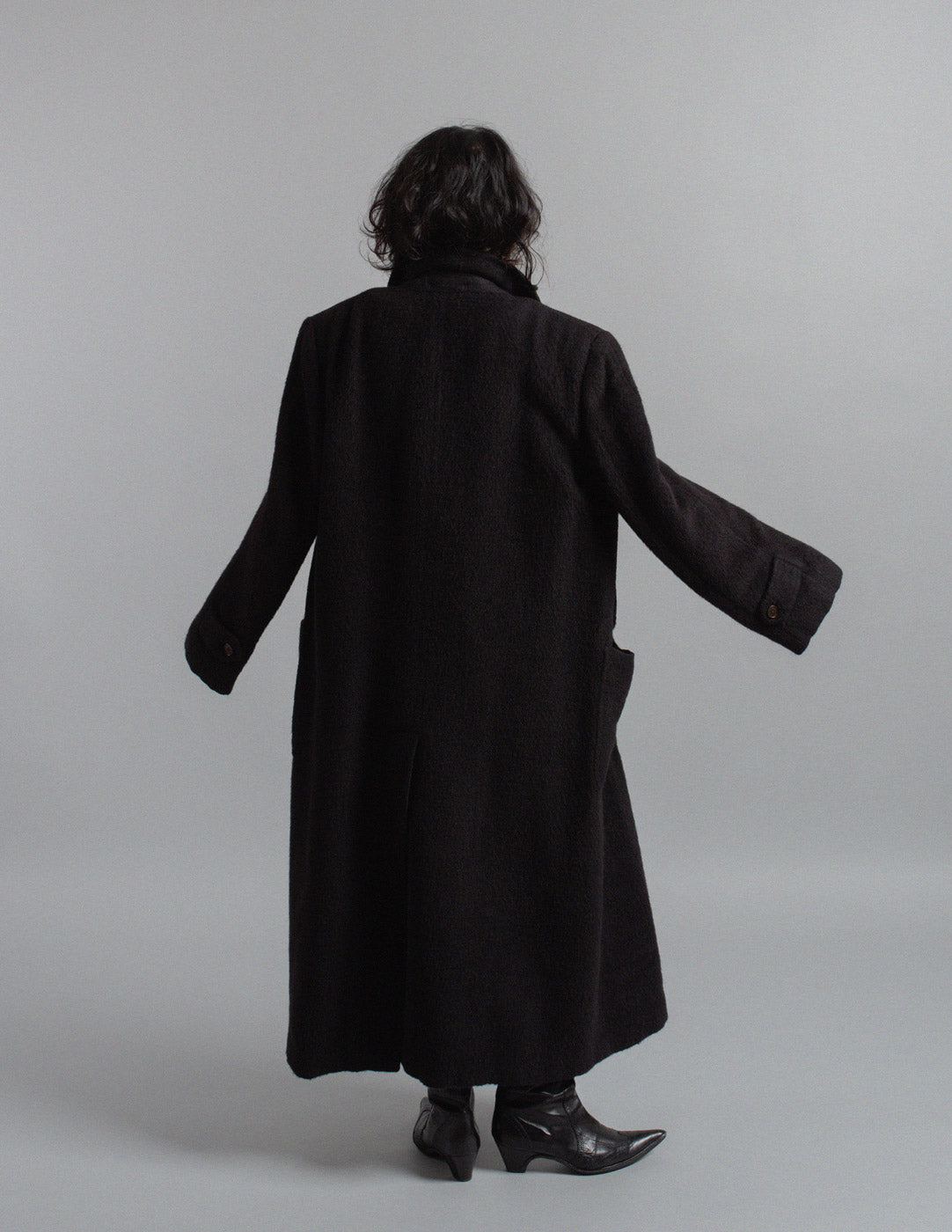 Gianfranco Ferré vintage black brushed wool coat back view