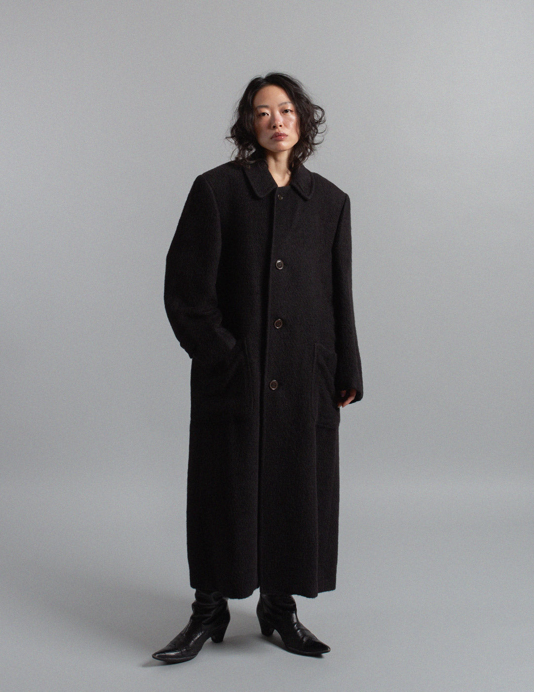 Gianfranco Ferré vintage black brushed wool coat