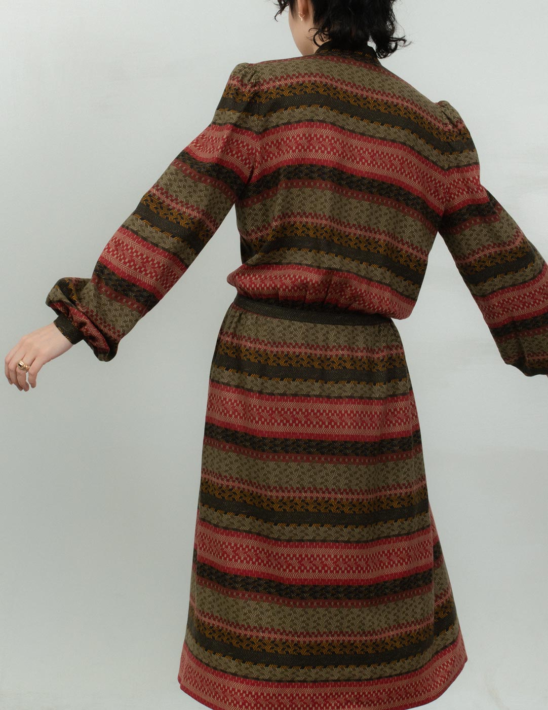 Lanvin vintage patterned wool and silk dress back detail
