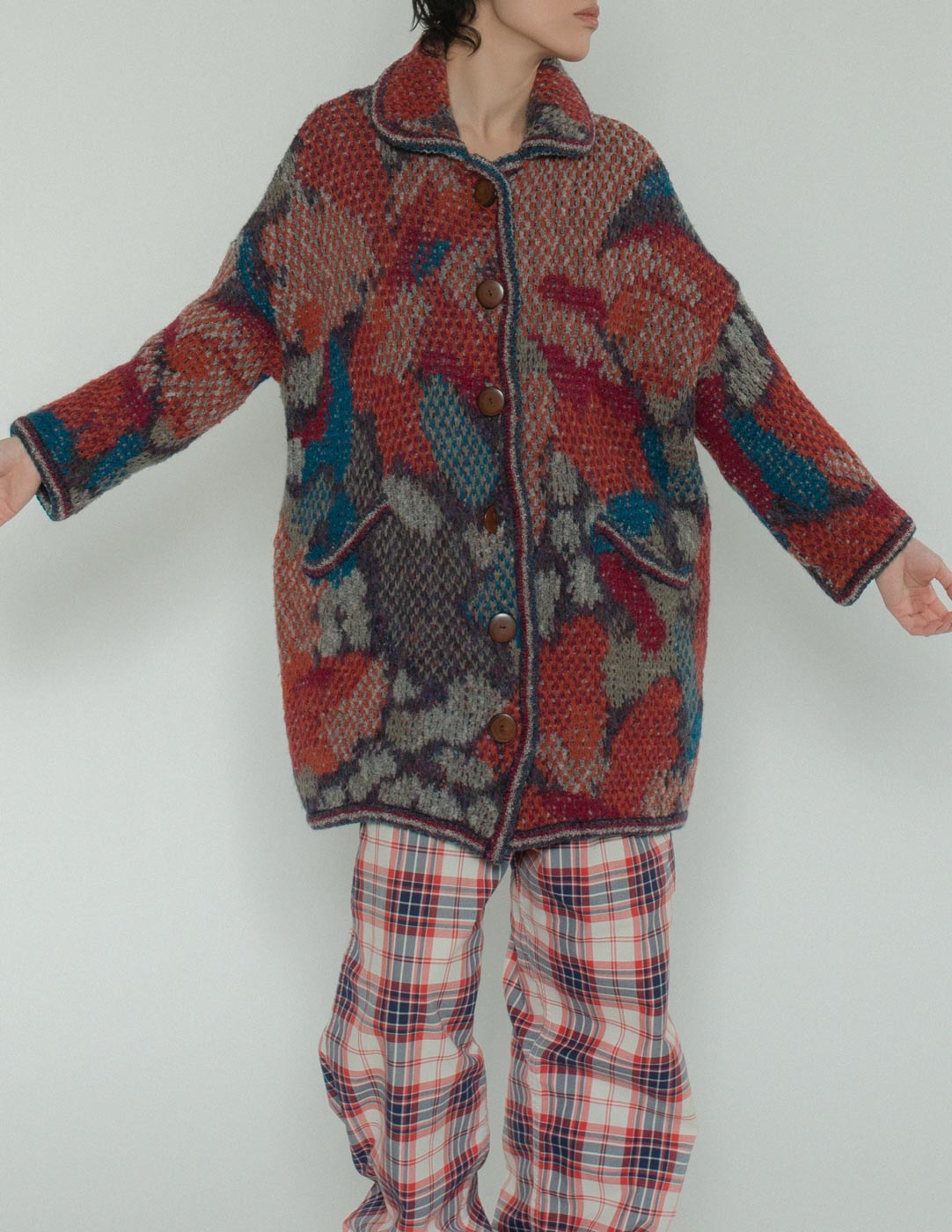 Missoni vintage abstract patterned cardi coat front detail