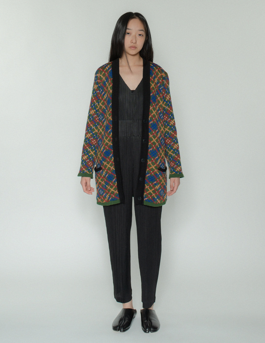 Yves Saint Laurent vintage multi-color plaid cardigan