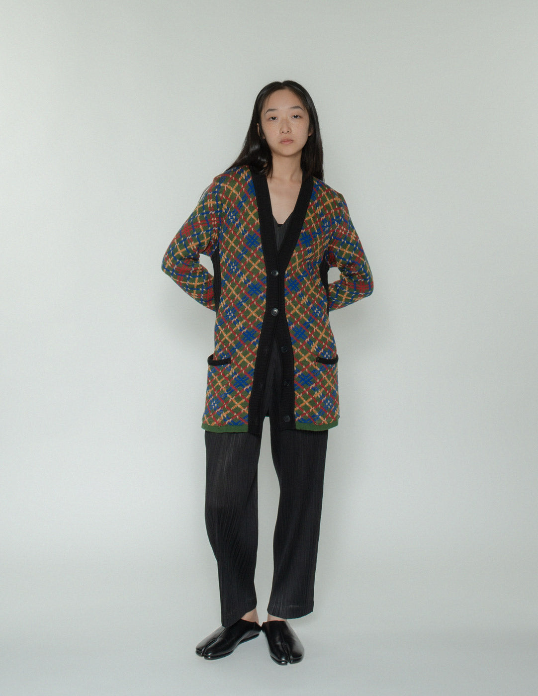 Yves Saint Laurent vintage multi-color plaid cardigan
