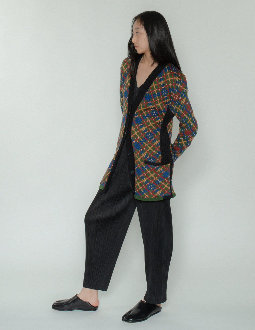 Yves Saint Laurent vintage multi-color plaid cardigan