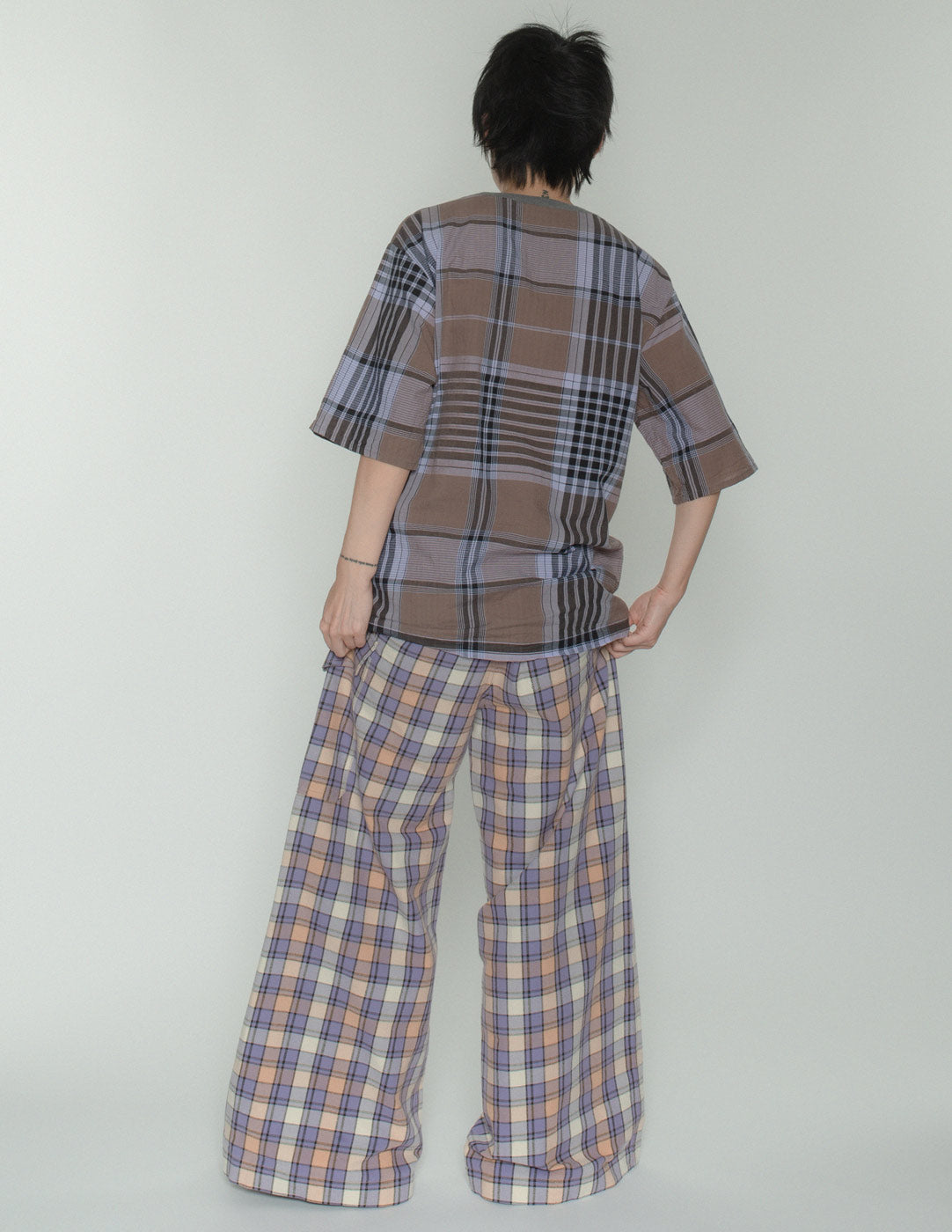 Bless plaid cotton tee back view