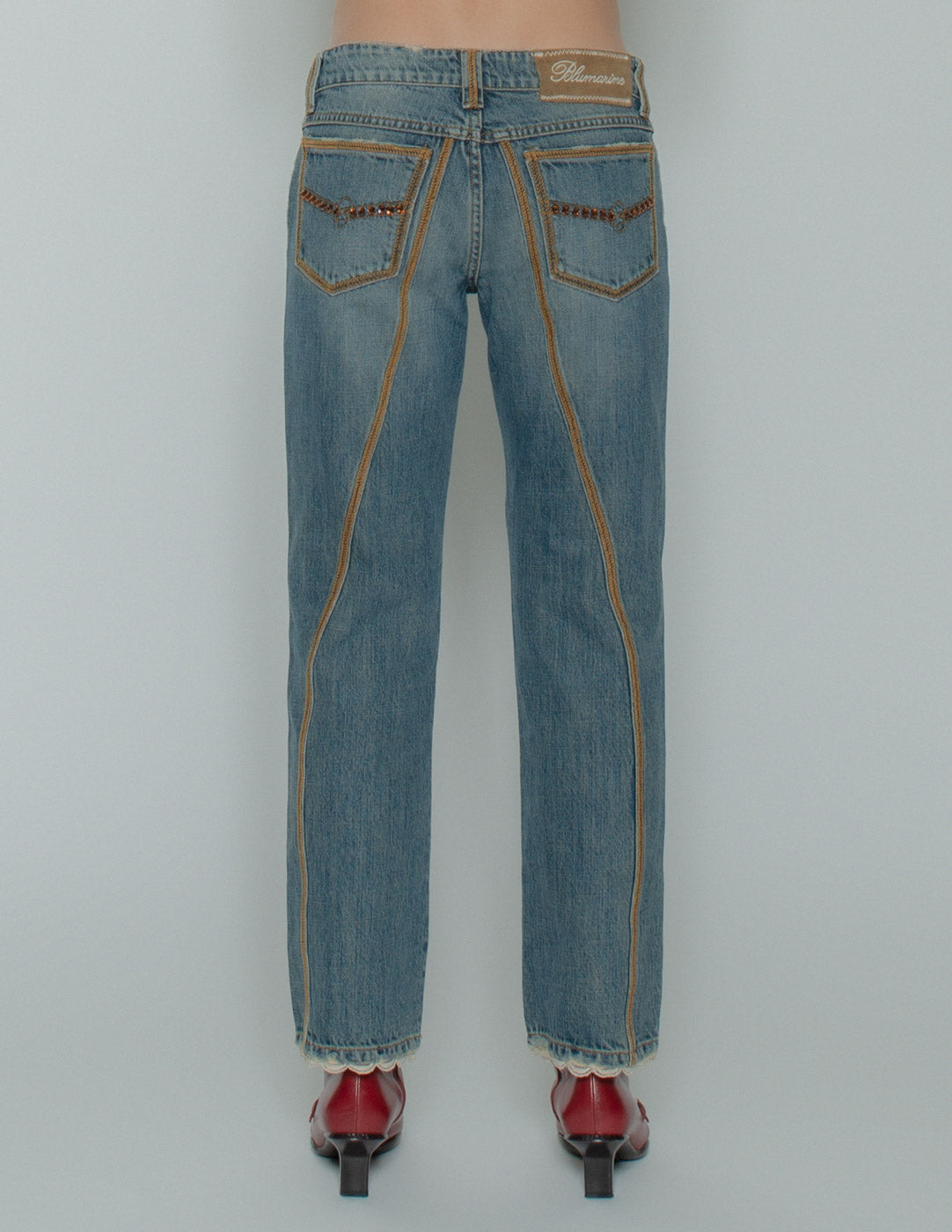 Blumarine low rise cropped jeans back detail
