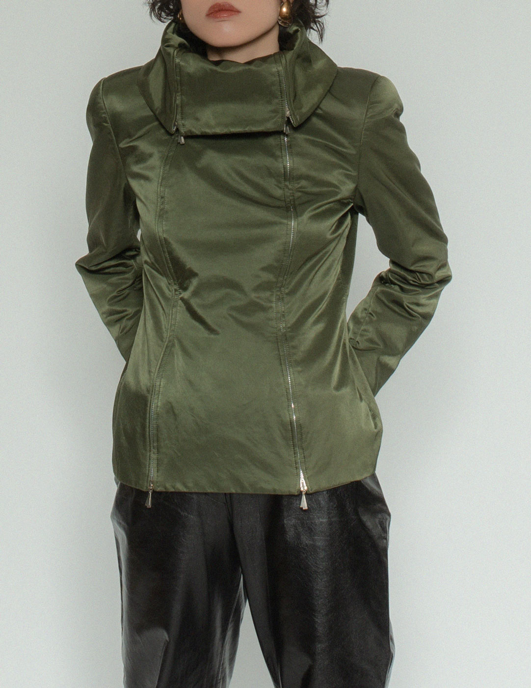 Claude Montana vintage multi-zipper jacket front detail