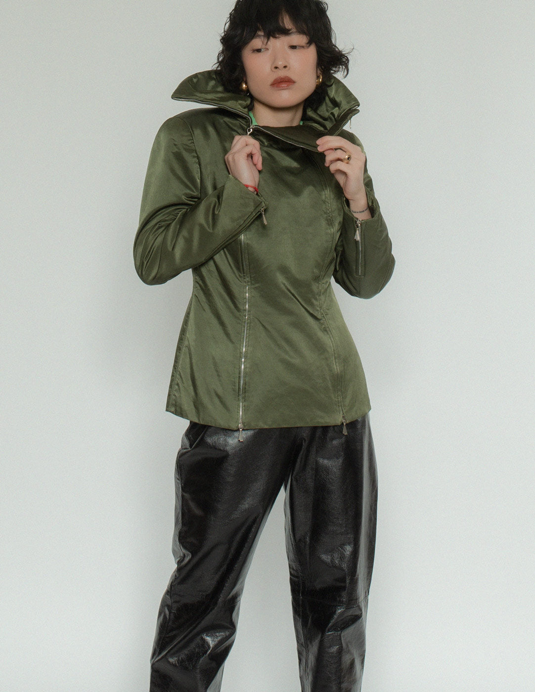 Claude Montana vintage multi-zipper jacket front detail