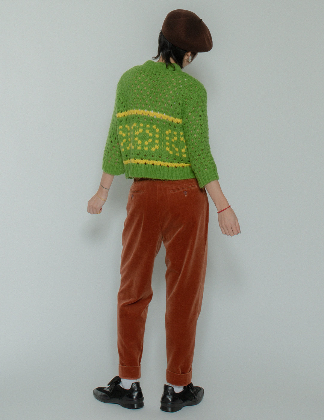 Romeo Gigli vintage apricot velvet trousers back view