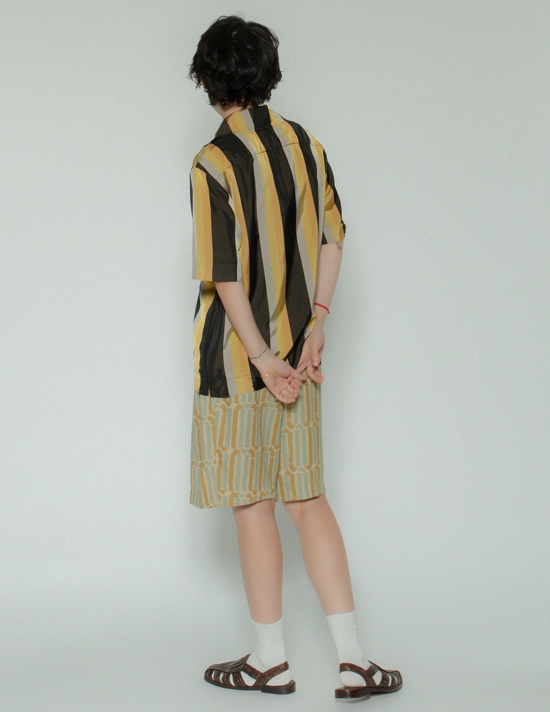 Dries Van Noten striped silky polo back view