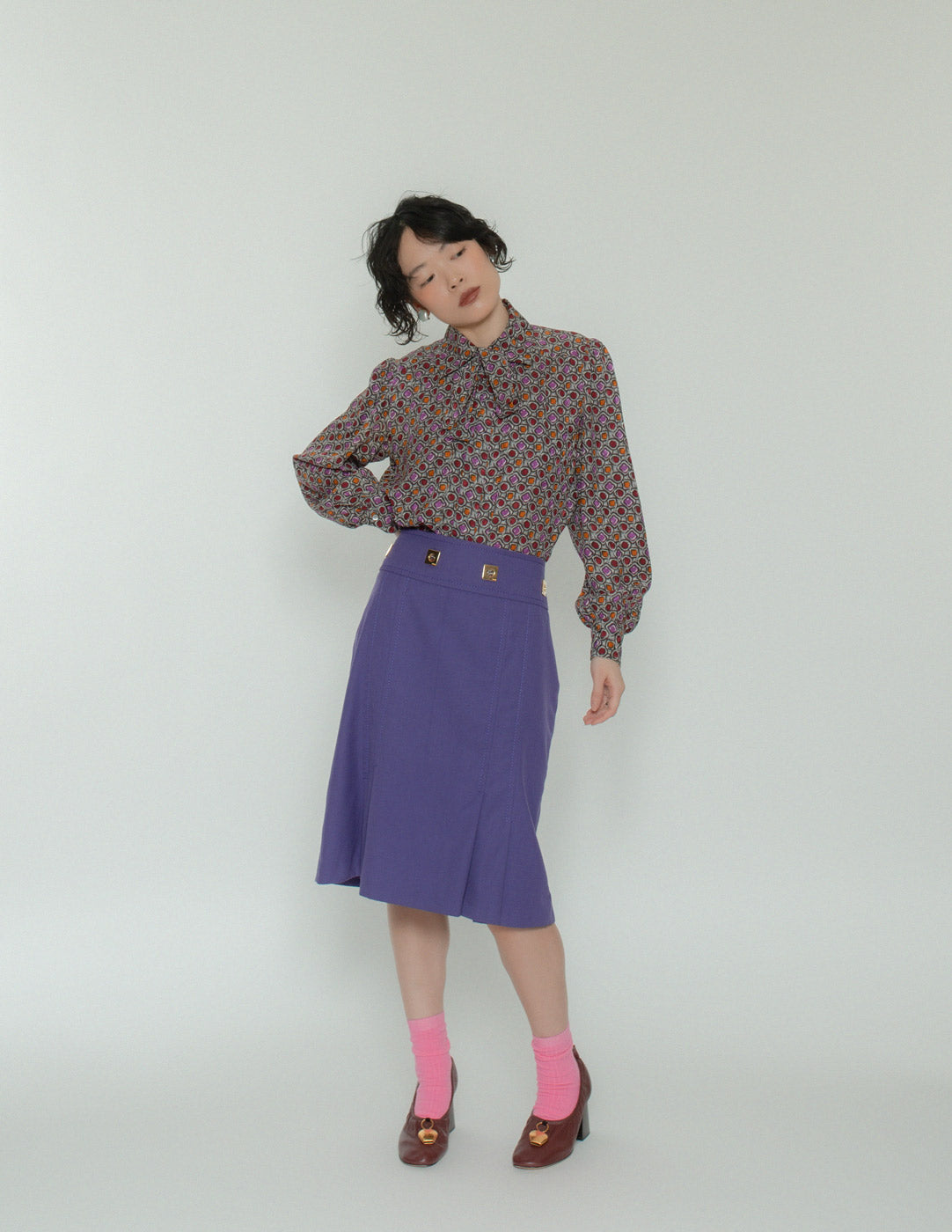 Fendi vintage purple wool skirt