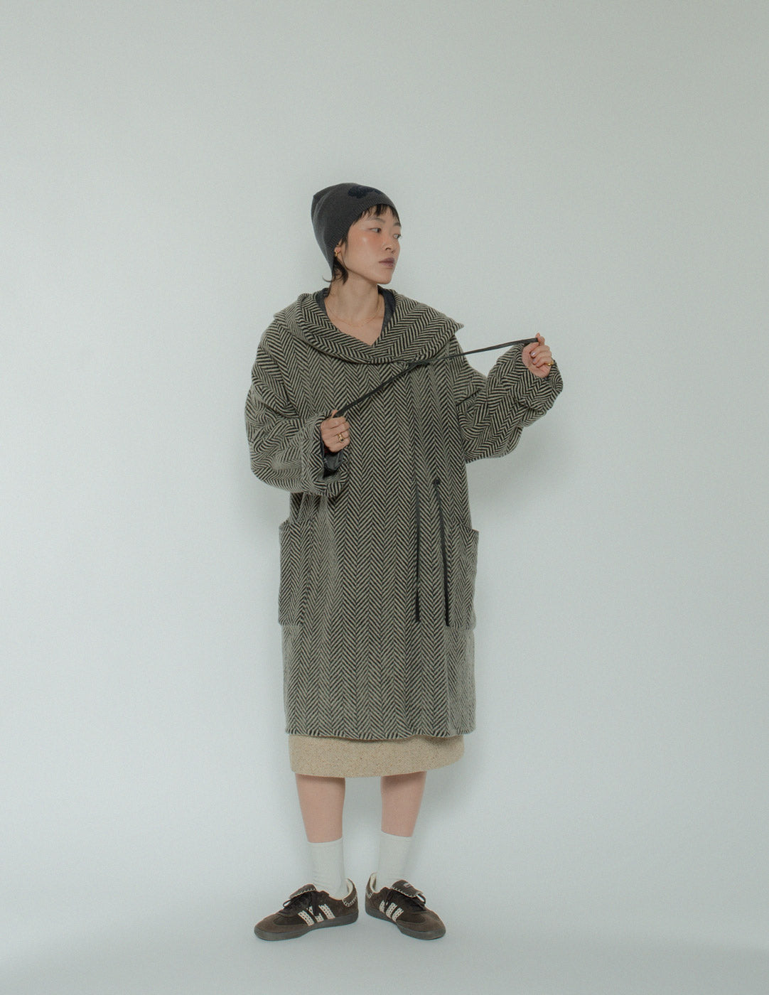 Guy Laroche vintage Herringbone hoodie coat