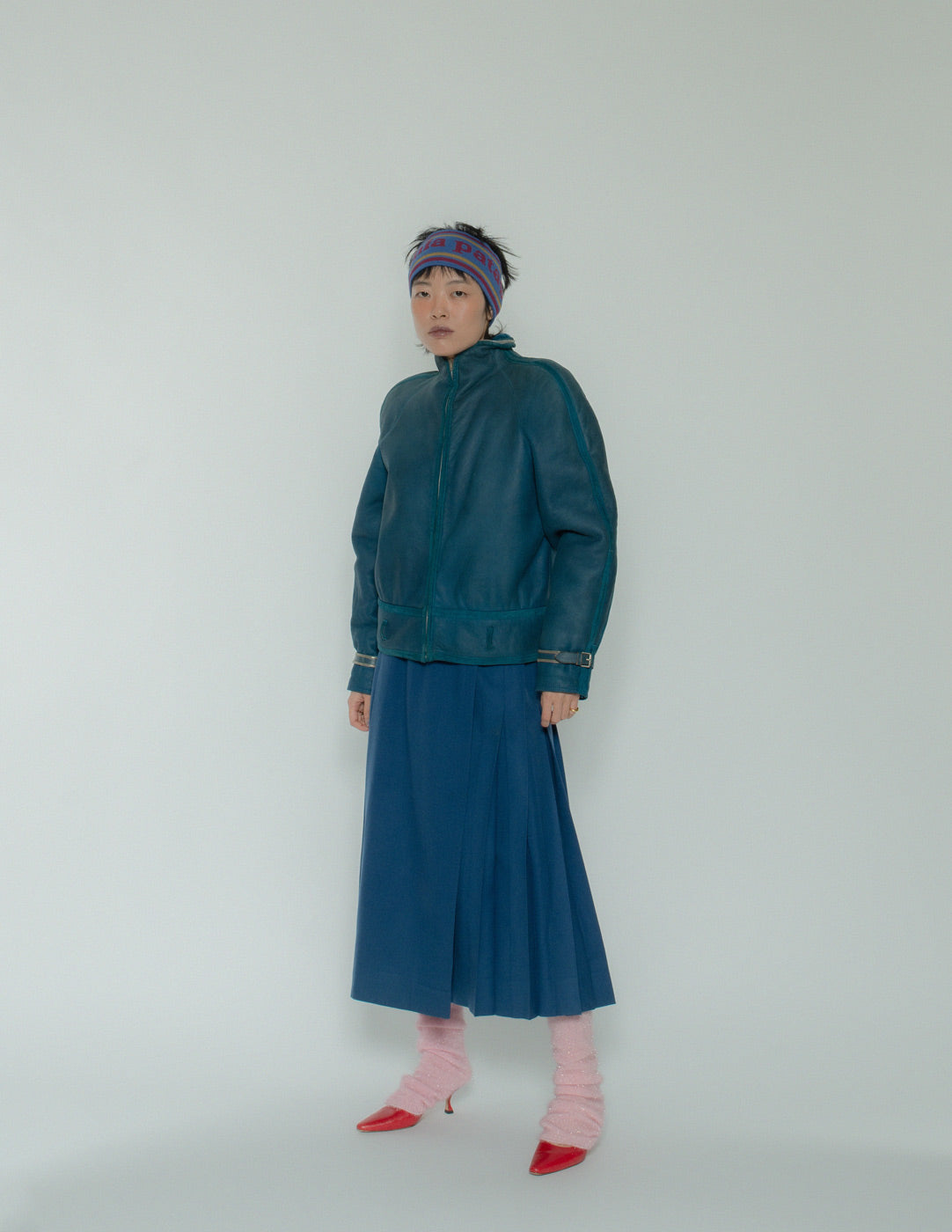 Hermès vintage wool wrap pleated skirt