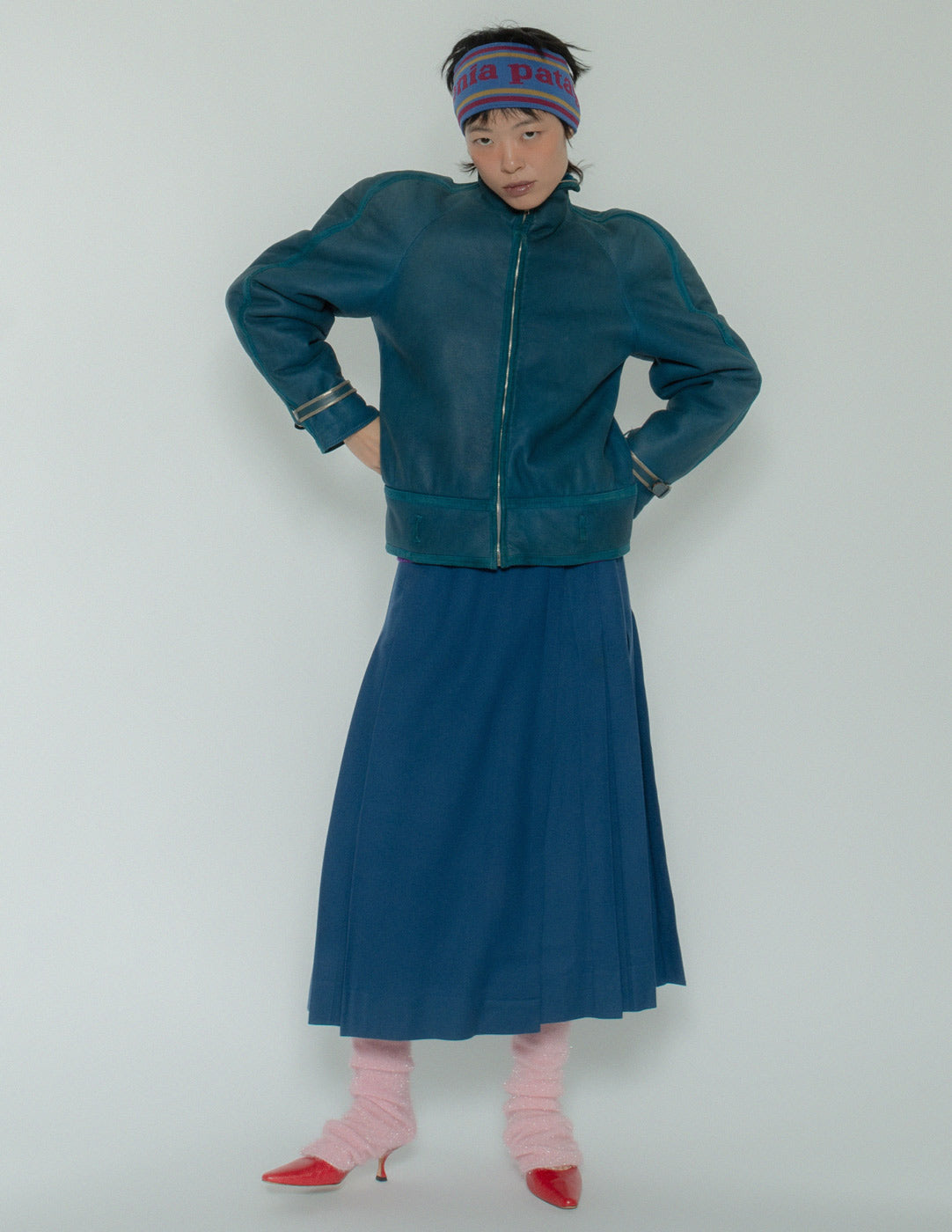 Hermès vintage wool wrap pleated skirt