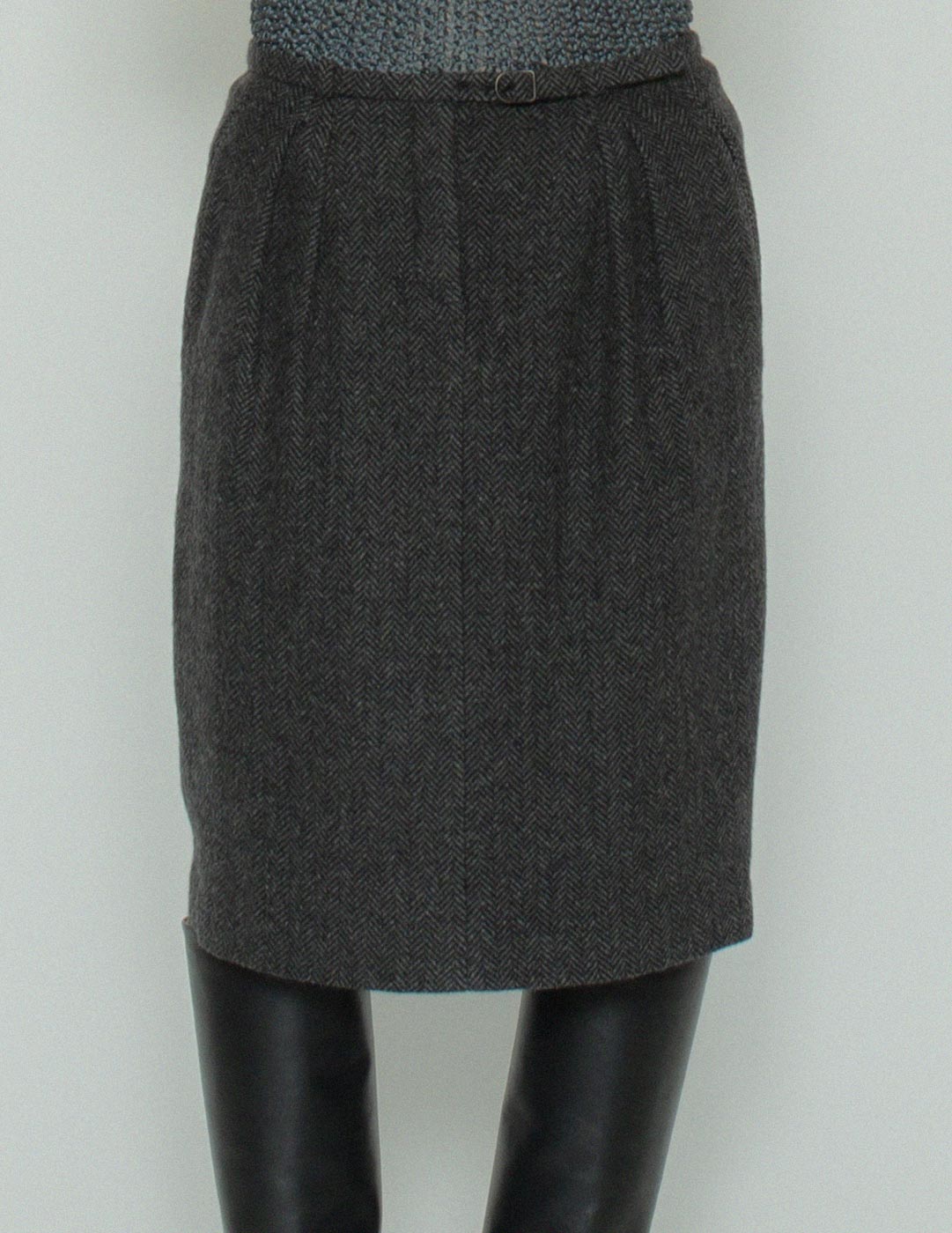 Hermès chevron cashmere skirt front detail